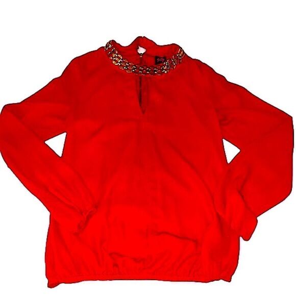 Red and gold Bebe blouse - Picture 1 of 4